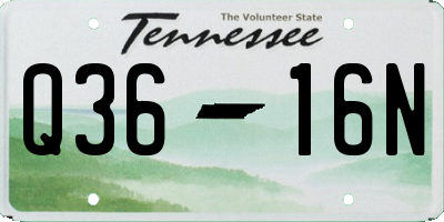 TN license plate Q3616N