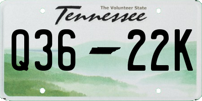 TN license plate Q3622K