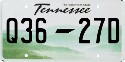 TN license plate Q3627D