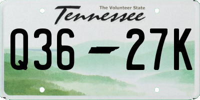 TN license plate Q3627K