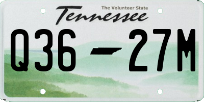 TN license plate Q3627M