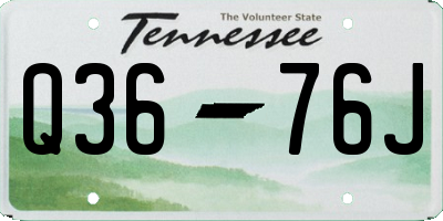 TN license plate Q3676J