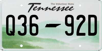 TN license plate Q3692D