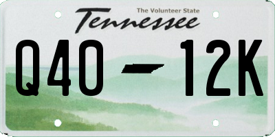 TN license plate Q4012K