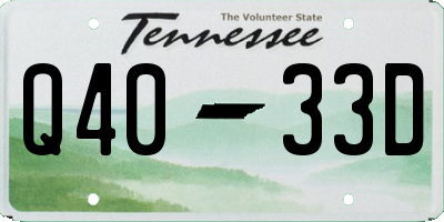 TN license plate Q4033D