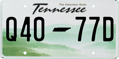 TN license plate Q4077D