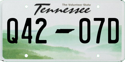 TN license plate Q4207D