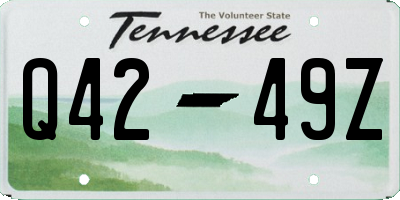 TN license plate Q4249Z