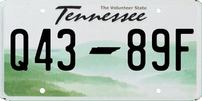 TN license plate Q4389F