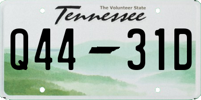 TN license plate Q4431D