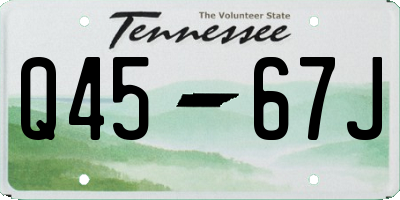 TN license plate Q4567J