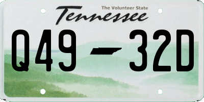 TN license plate Q4932D