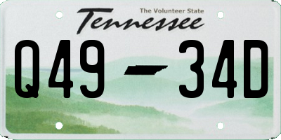 TN license plate Q4934D