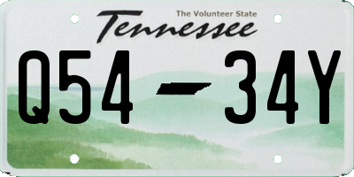 TN license plate Q5434Y