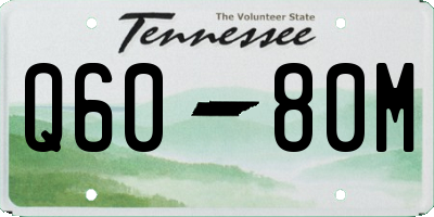 TN license plate Q6080M