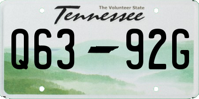 TN license plate Q6392G