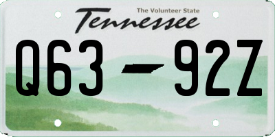 TN license plate Q6392Z