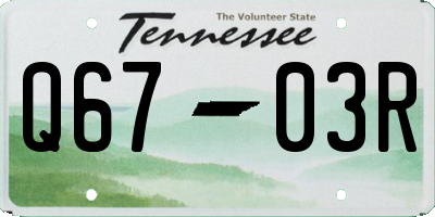 TN license plate Q6703R