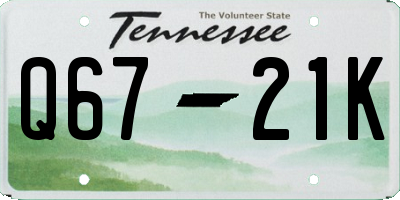 TN license plate Q6721K