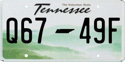 TN license plate Q6749F