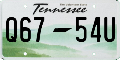 TN license plate Q6754U
