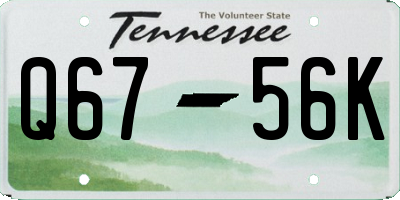 TN license plate Q6756K