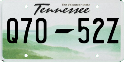 TN license plate Q7052Z