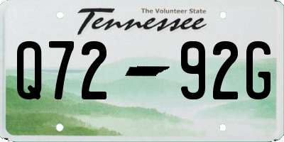 TN license plate Q7292G
