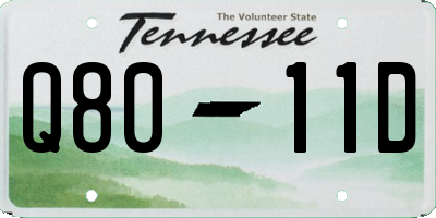 TN license plate Q8011D