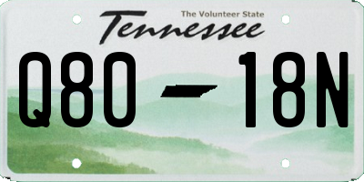 TN license plate Q8018N