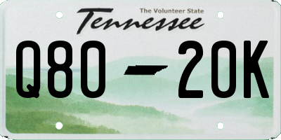 TN license plate Q8020K