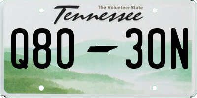 TN license plate Q8030N