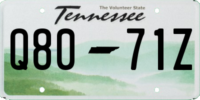 TN license plate Q8071Z