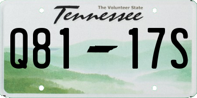 TN license plate Q8117S