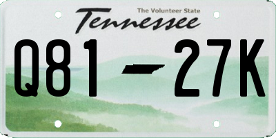 TN license plate Q8127K
