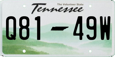 TN license plate Q8149W
