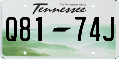TN license plate Q8174J