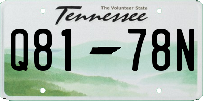 TN license plate Q8178N