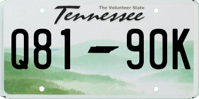 TN license plate Q8190K