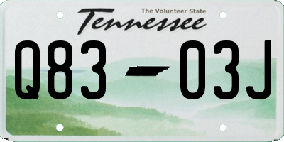 TN license plate Q8303J