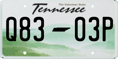 TN license plate Q8303P