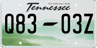 TN license plate Q8303Z
