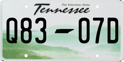 TN license plate Q8307D