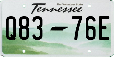 TN license plate Q8376E