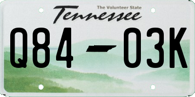 TN license plate Q8403K