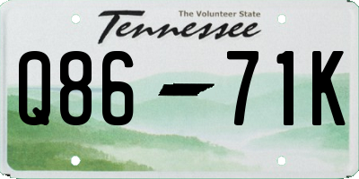 TN license plate Q8671K