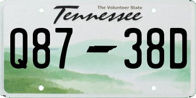 TN license plate Q8738D