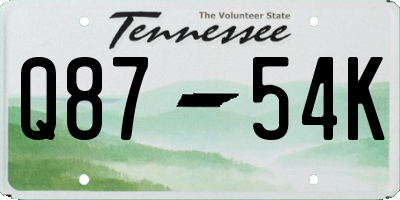 TN license plate Q8754K