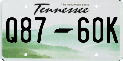TN license plate Q8760K