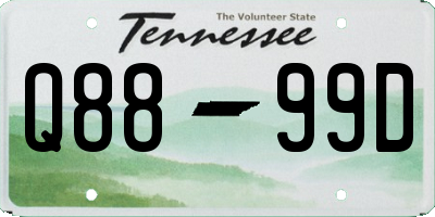 TN license plate Q8899D